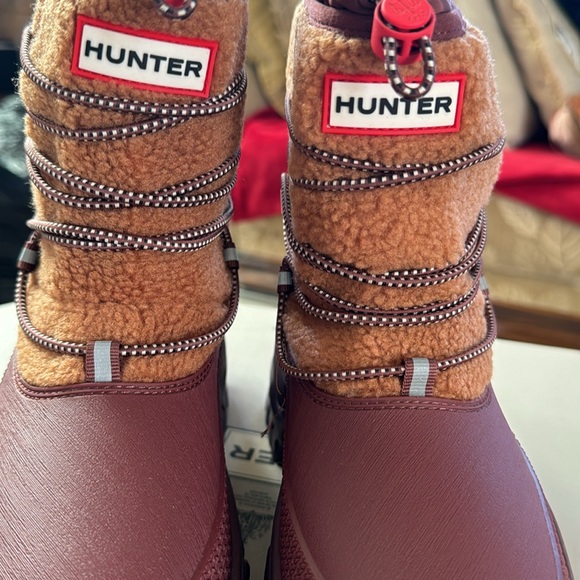 Hunter Wanderer Short Sherpa Snow Boot Mawson Creek/Muted Berry 5 women - Picture 2 of 10